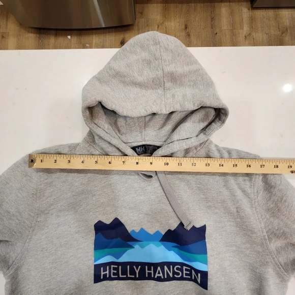 Vintage Helly Hansen Men’s Hoodie Gray Large Graphic Print 90s Y2K Street Wear - Picture 5 of 14